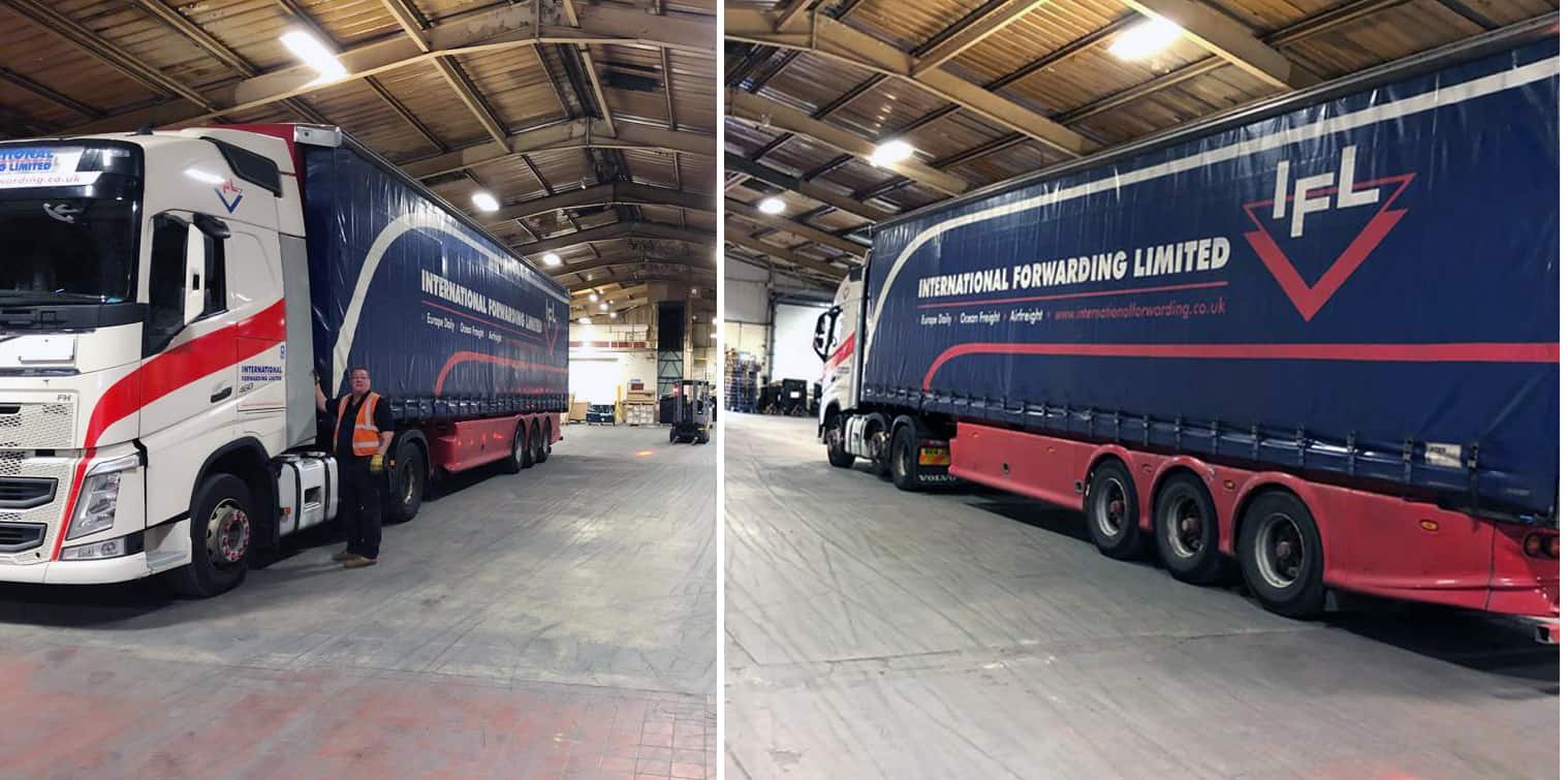 IFL trucks delivering to Birmingham warehouse in Garretts Green