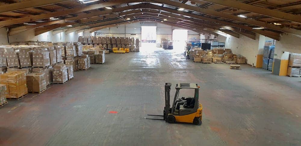 warehouse with forklift truck
