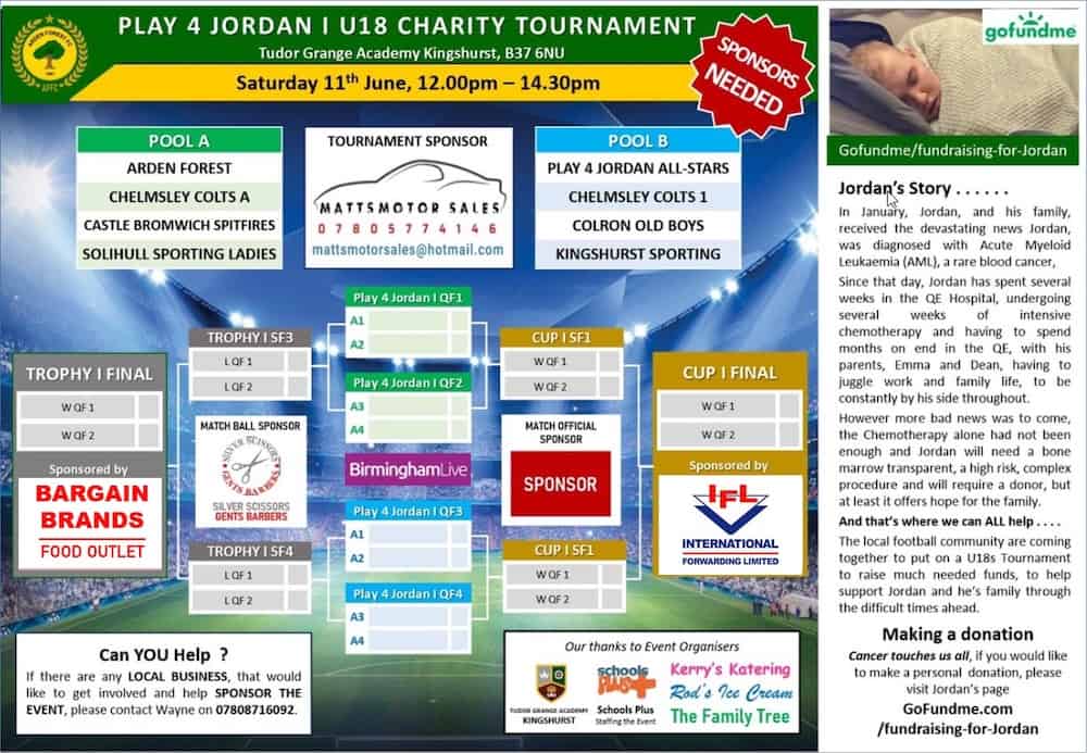 Play 4 Jordan sponsors poster with tournament and fundraising details