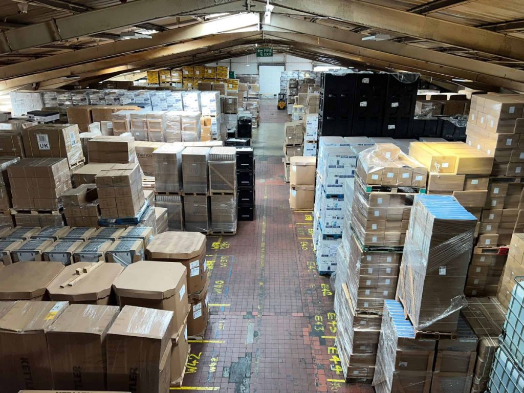 Internal warehouse full of palletised freight