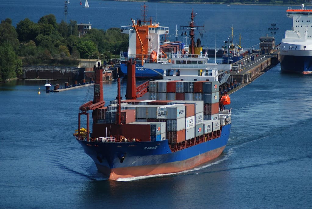 A ship in transit from UK to France