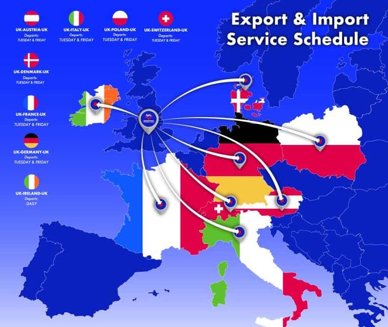 IFL import and export groupage service schedule 