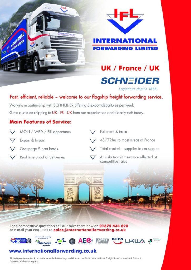 Flyer for sending freight to France with IFL and Schneider